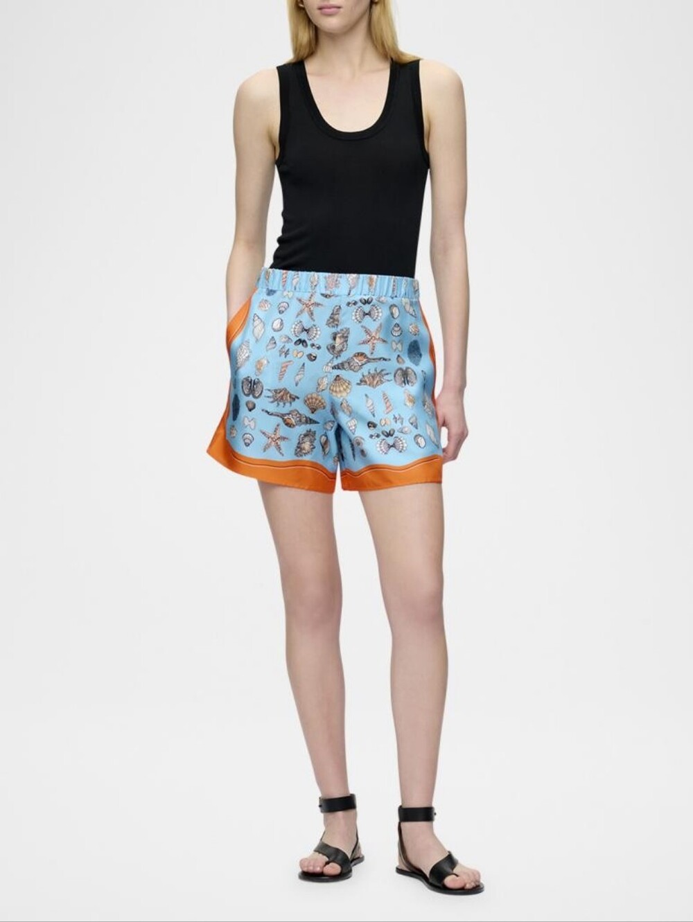 CALLAS Milano Juvia Seashell-Print Silk Shorts size 42 NWT